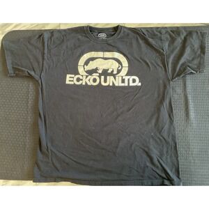 VTG Y2K EcKo Unltd T-Shirt (Size 2XL Black) Ecko Unltd. Shiny Screen Print